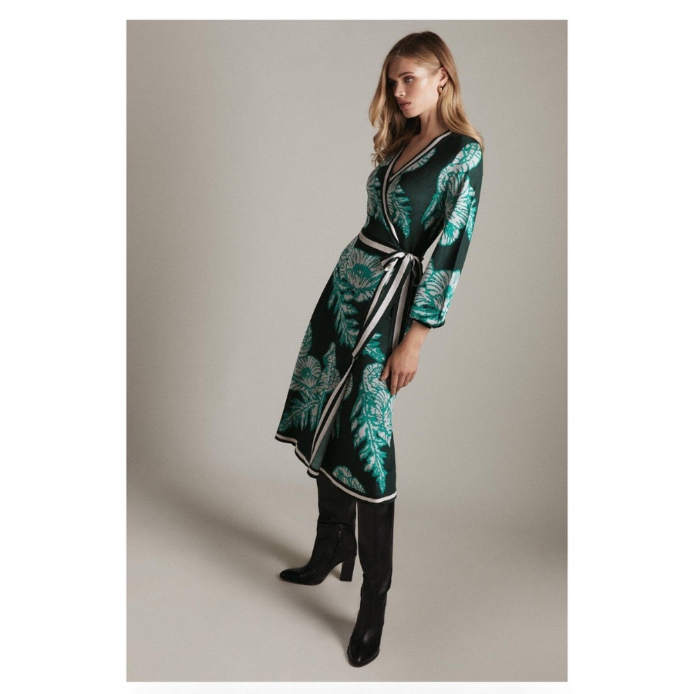 Karen Millen Jacquard wrap dress NWT